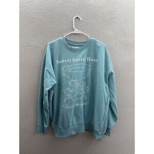 No Boundaries Womens Sweatshirt Size XL Blue Sunset Social Hour Crewneck